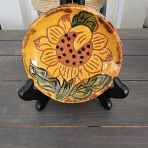 Nolde Forest Pottery signed sunflower trinket dish